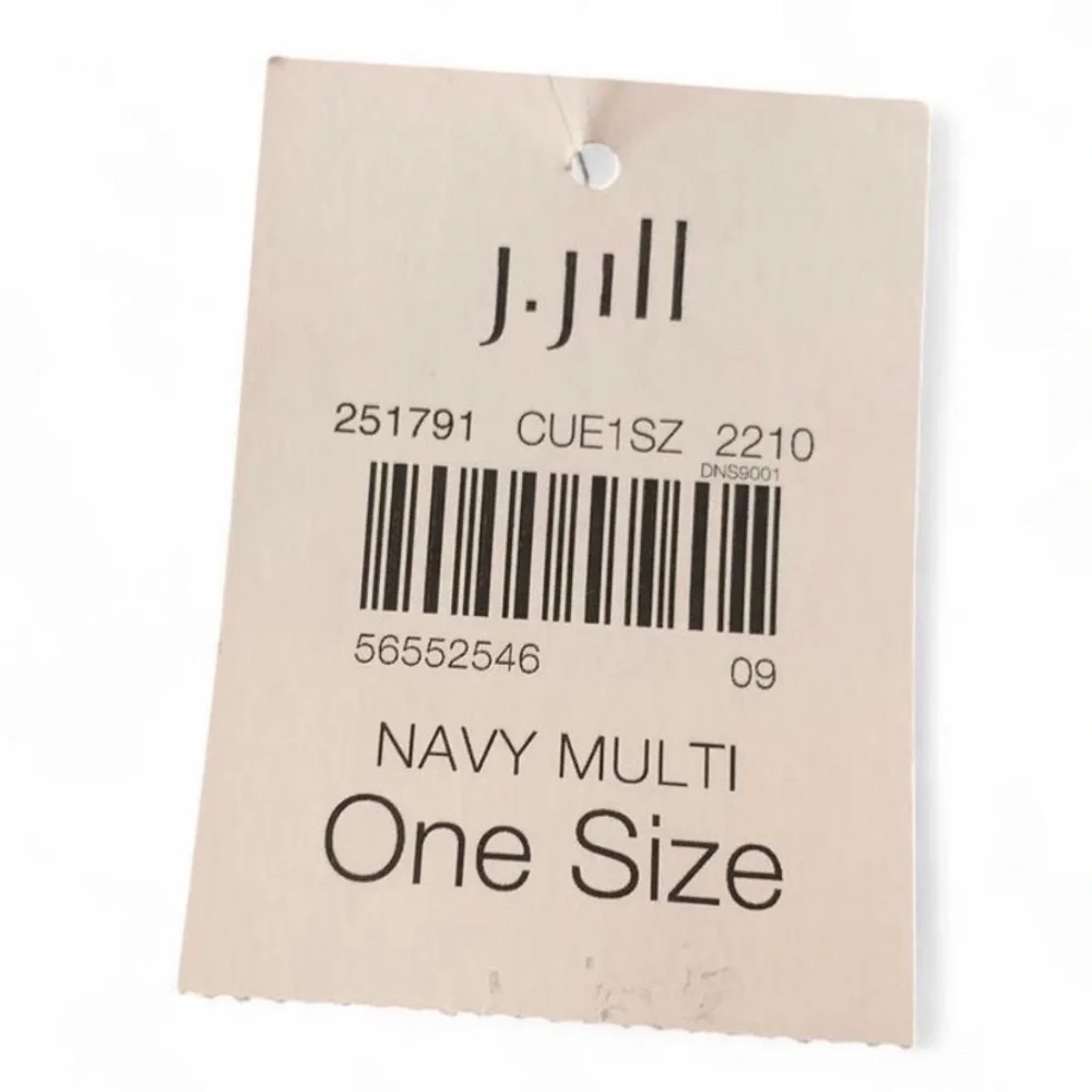 NWT J. Jill Navy Multi Plaid Scarf | Blue Green Pink Tartan Fringed Wrap